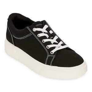 NWT Womens 8M Arizona Jeans Co Techno Sneakers Black White Lace up Casual